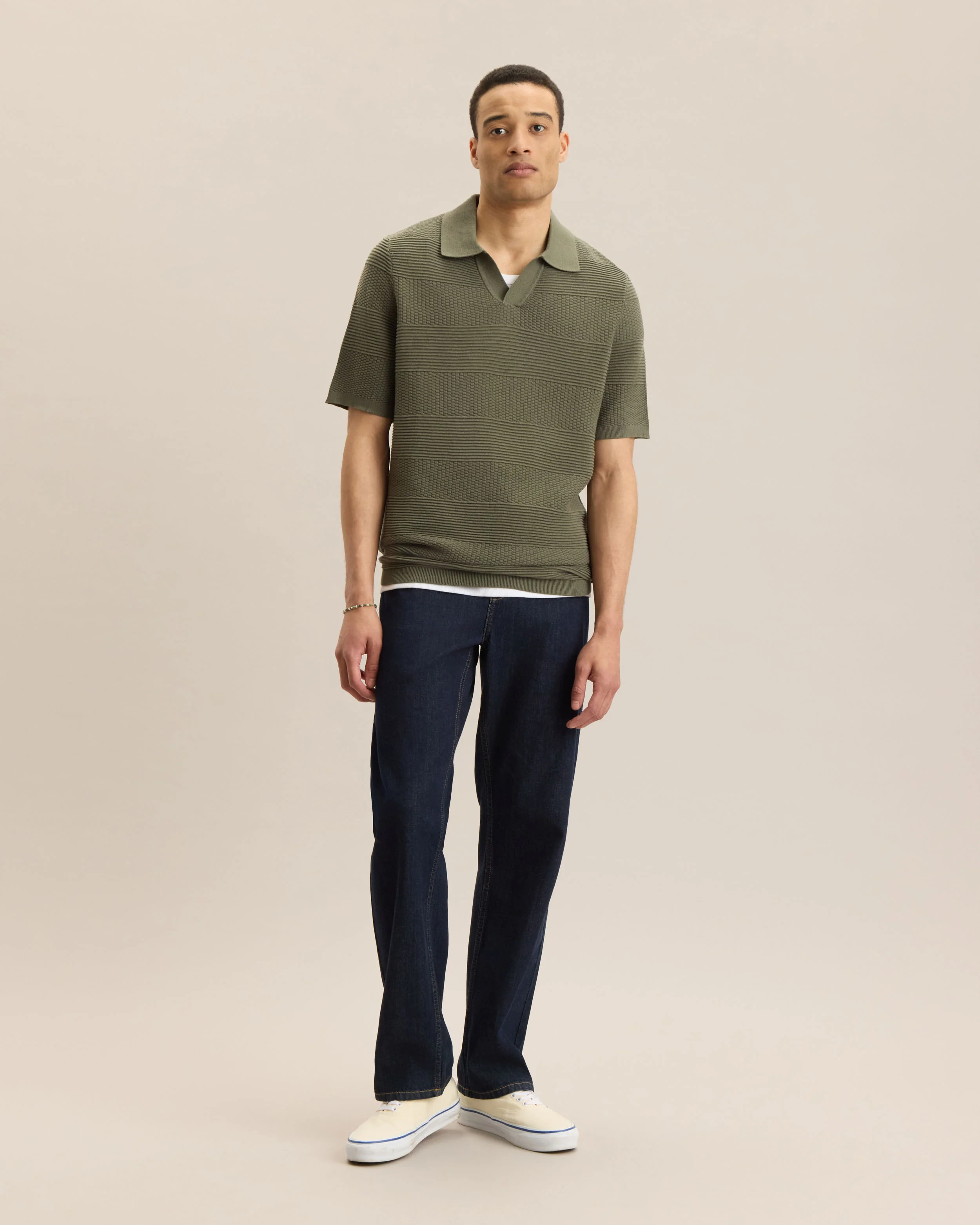 ENGINEERED STRIPE JOHNNY COLLAR POLO - Image 7