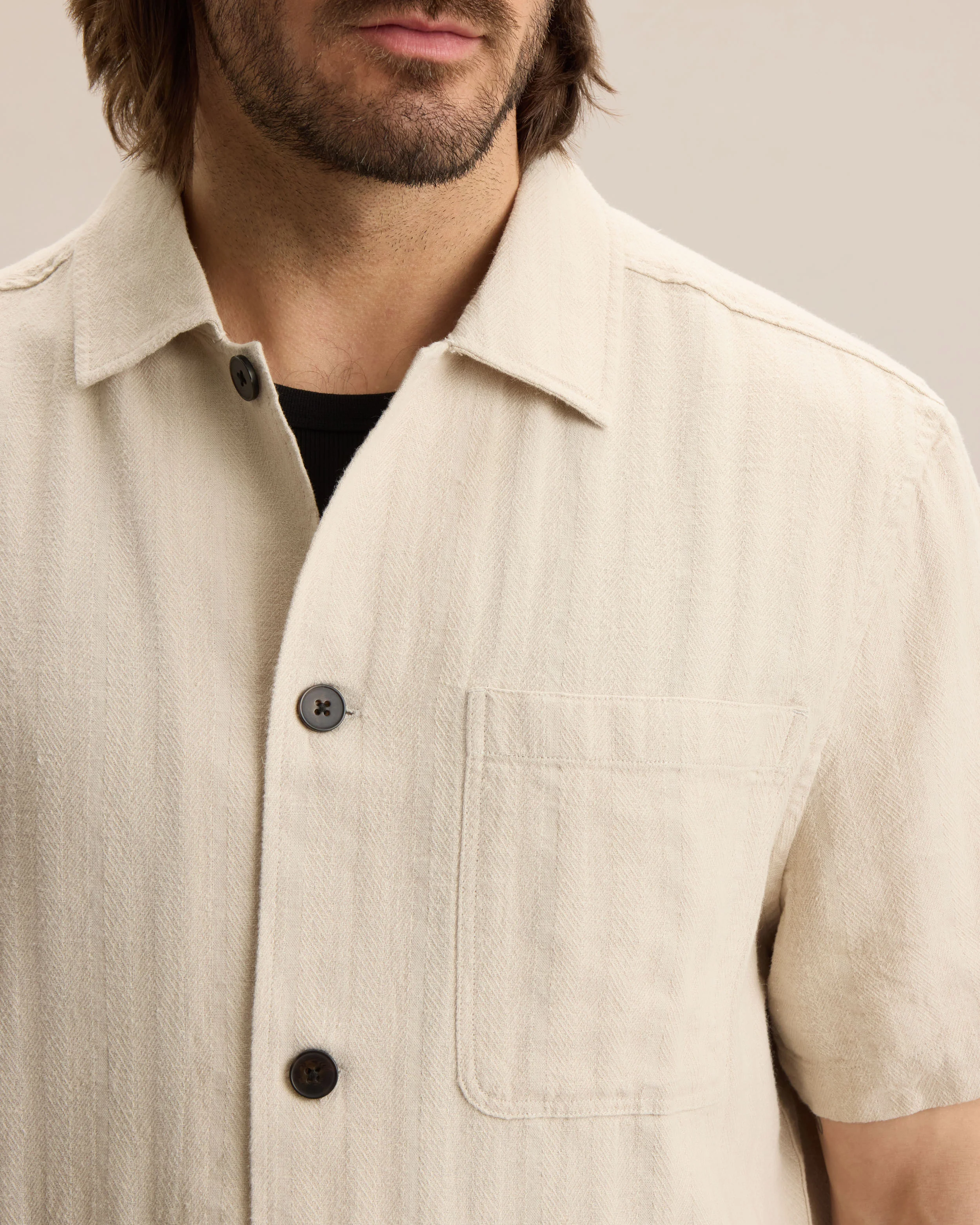 HEMP HERRINGBONE OVERSHIRT - Image 4